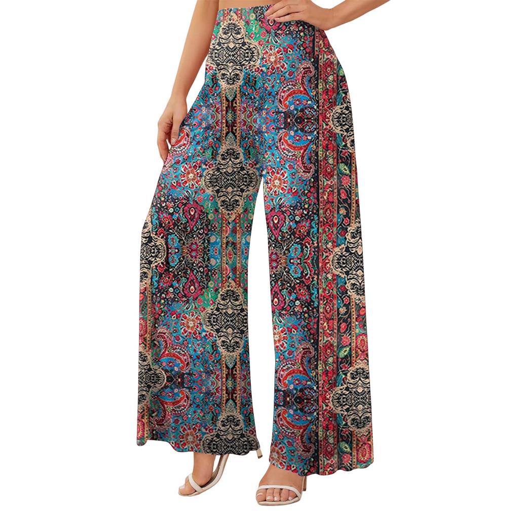 Women's High Waist Wide Leg Flowy Pants with Pockets for Casual Everyday Wear