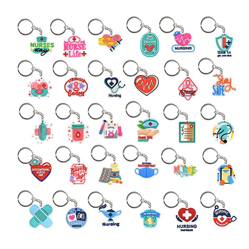 10Pz Portachiavi Medico Stetoscopio Uniforme da Infermiera Per Infermiera Medico Portachiavi Donne Uomini Moda Accessori Chiavi Medici Regalo per Amici