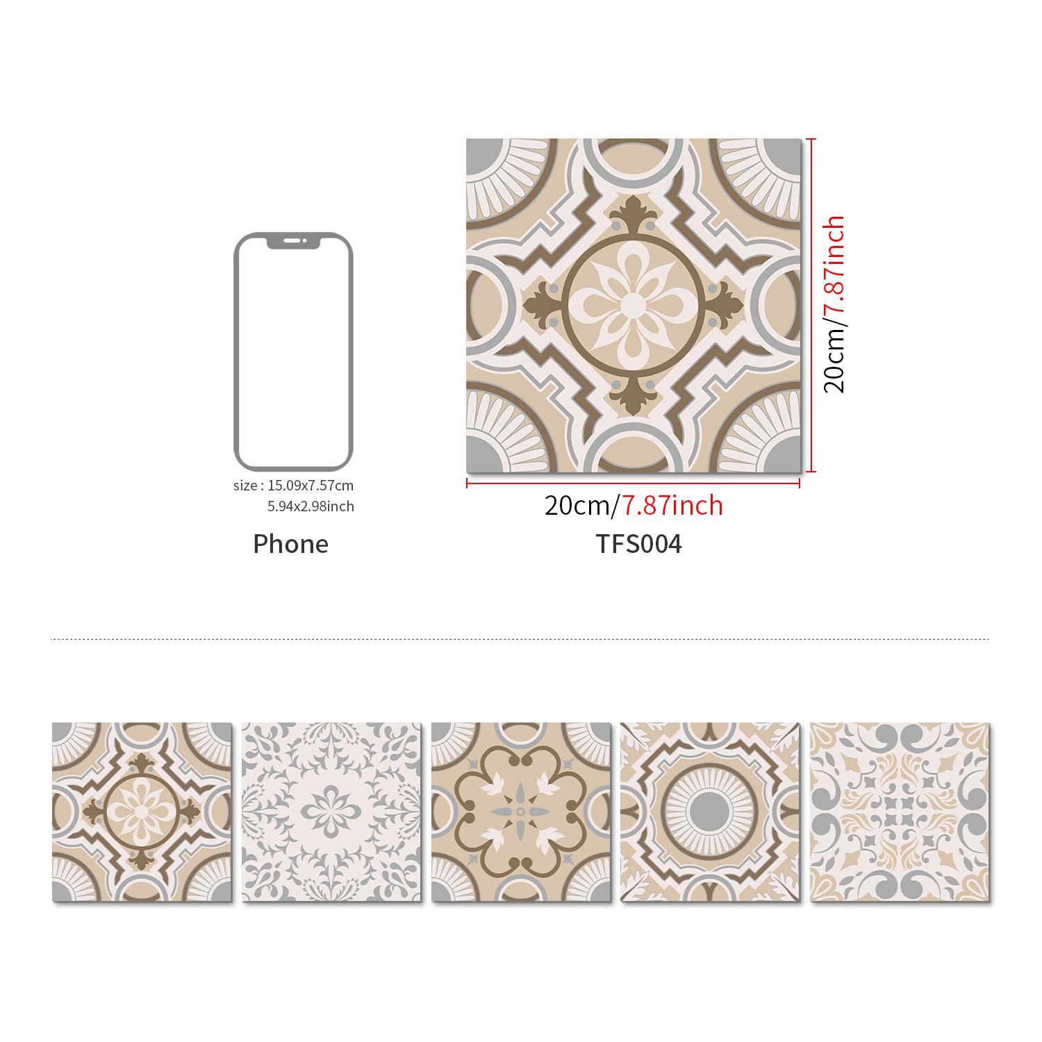 

5PCS Waterproof Floor Tile Sticker Thickening Matte Self-adhesive Wall Sticker Vinyl Wallpaper Kitchen Bathroom Home Decoration 20X20CM