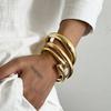 Ingemark Creative Smooth Irregular Geometric Open Cuff Bangles for Women New Trend Vintage Stackable Bracelets Couple Jewelry