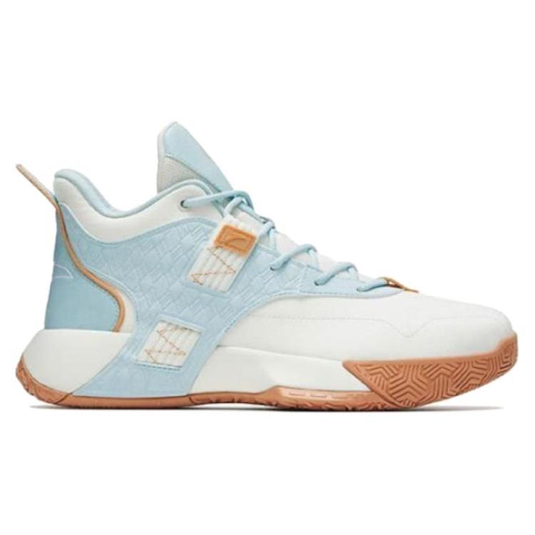 Anta Suyi 2 Cushioning Slip Resistant Abrasion Resistant Mid top Basketball Shoes Men's White Blue Pink 112241615-4