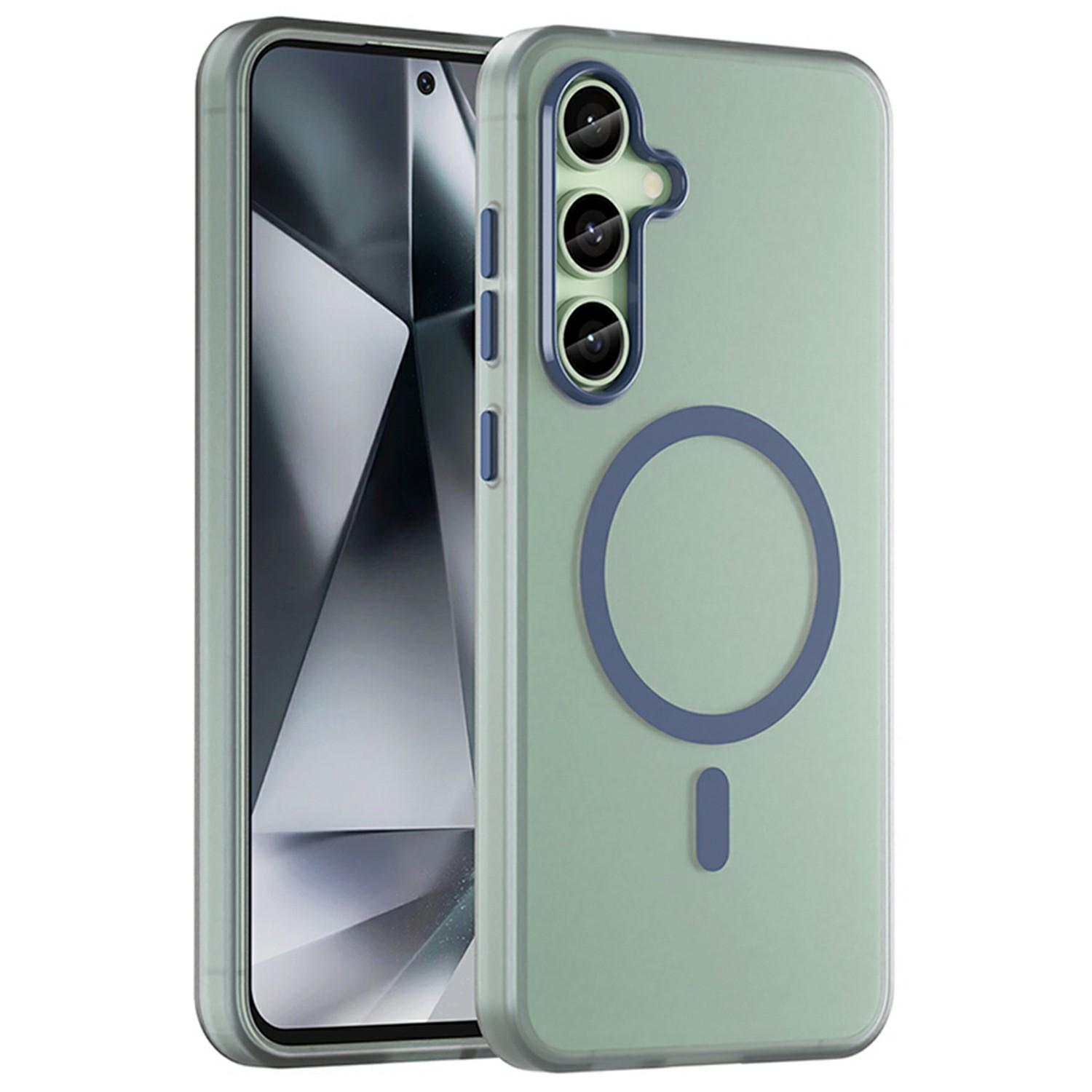 

For Samsung Galaxy S24 FE Case Compatible with MagSafe TPU+PC Slim Matte Translucent Phone Cover Dark Blue