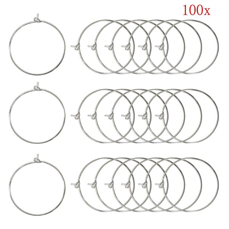 100 bucăți argint placat cu aur pahar de vin inele farmec Cercei Cercei petrecere de nuntă