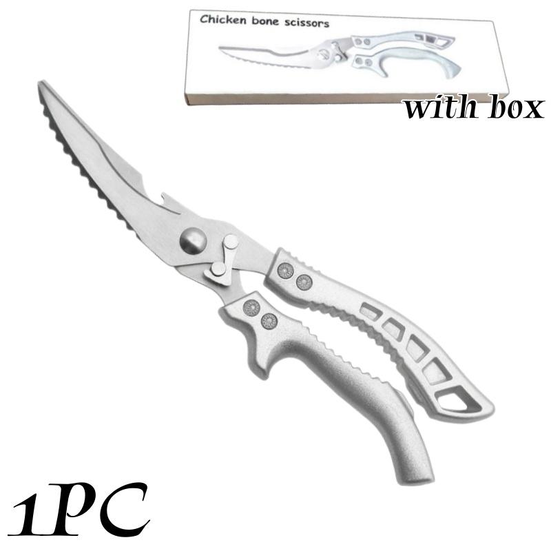 

1/2pcs Stainless Steel Spring Kitchen Scissors Multi-Purpose Chicken Bone Shears for Cutting Poultry Fish Ultra Sharp BBQ Tools