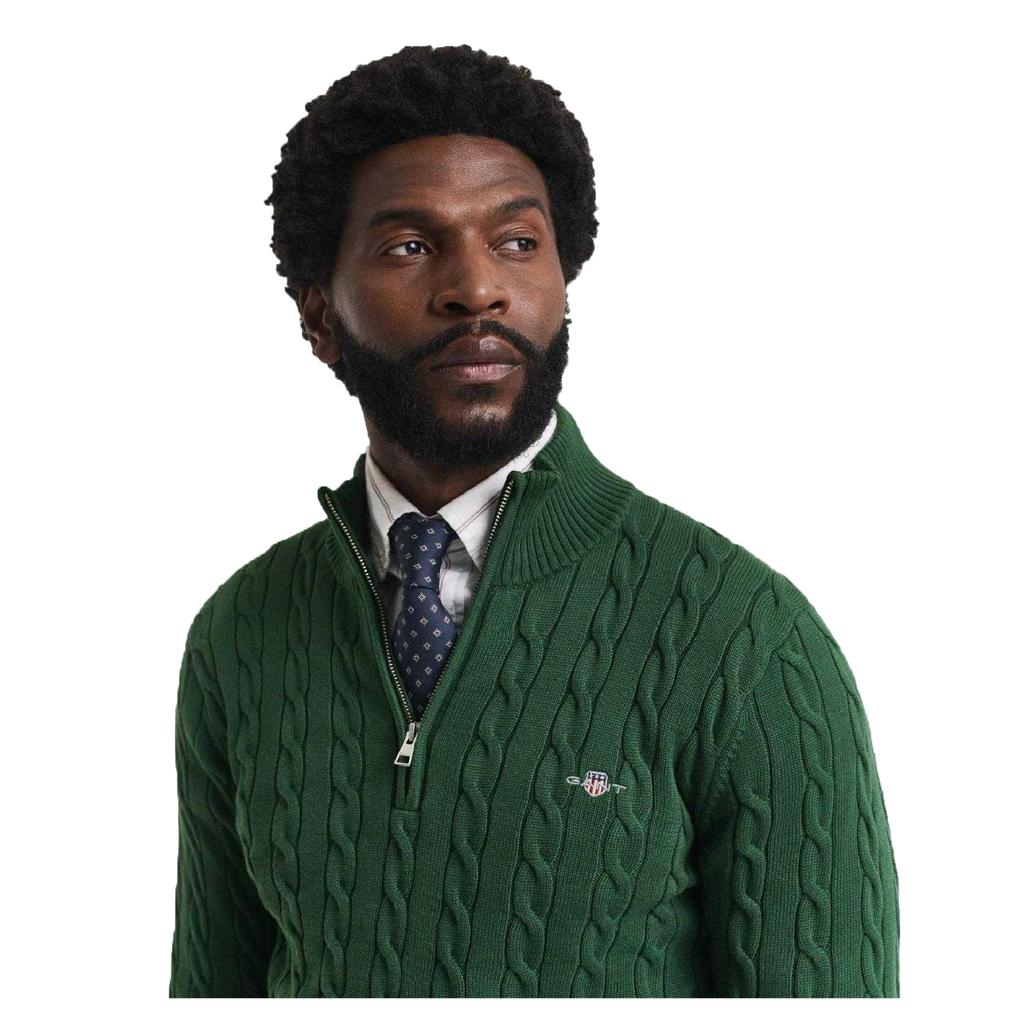 Gant Mens Cable Knit Half Zip Jumper