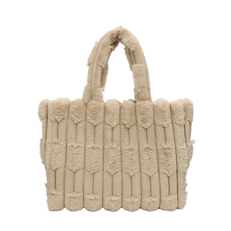 Autumn and winter new textured fashion hand carry plush women's bag casual portable tote bag