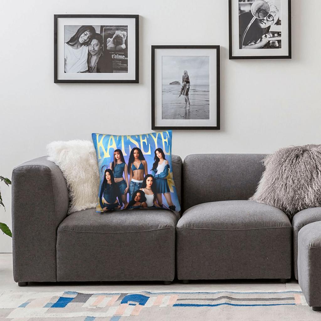 Katseye Kpop Music Pillow Cover Cute Funny Pillow Case For Living Room Sofa Soft Pillowcases Gift