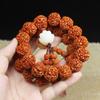 Five-Lobed Rudraksha Bodhi Bracelet with Ox Bone & Beeswax, Buddhist Prayer Beads Mala for Men Women
