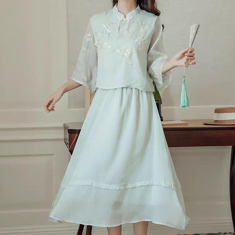 2026 Summer Women's Hanfu Dress: Modern Chinese Style Qipao Skirt