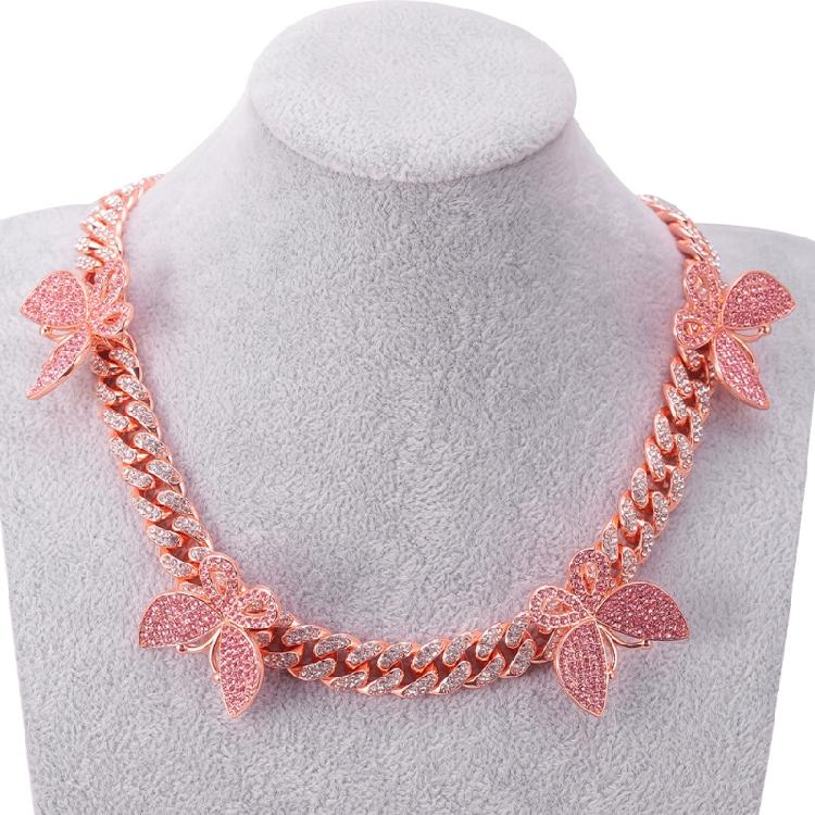Bling Cuban Link Chain Butterfly Choker Necklace Thick Rapper Chains Hip-Hop