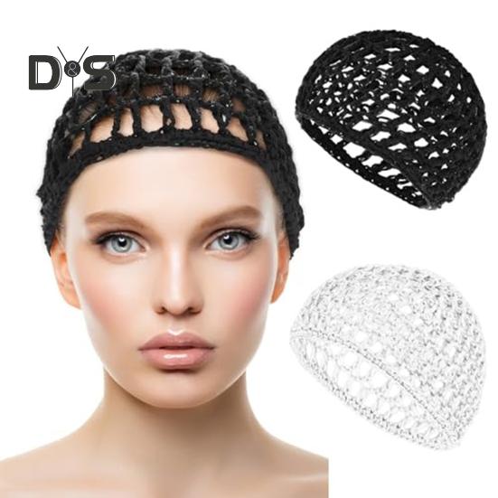 2 Pcs Nightcap Thick Yarn Crochet Elastic Hollow Out Net Multi-Purpose Mesh Cap for Sleeping Daily Wear Sleeping Hair Cap for Short To Medium Length