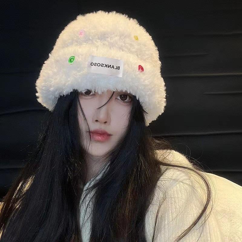 Winter Bear Ear Thermal Hat New Plush Women's Hat Loose Fashion Face Small Pullover Hat