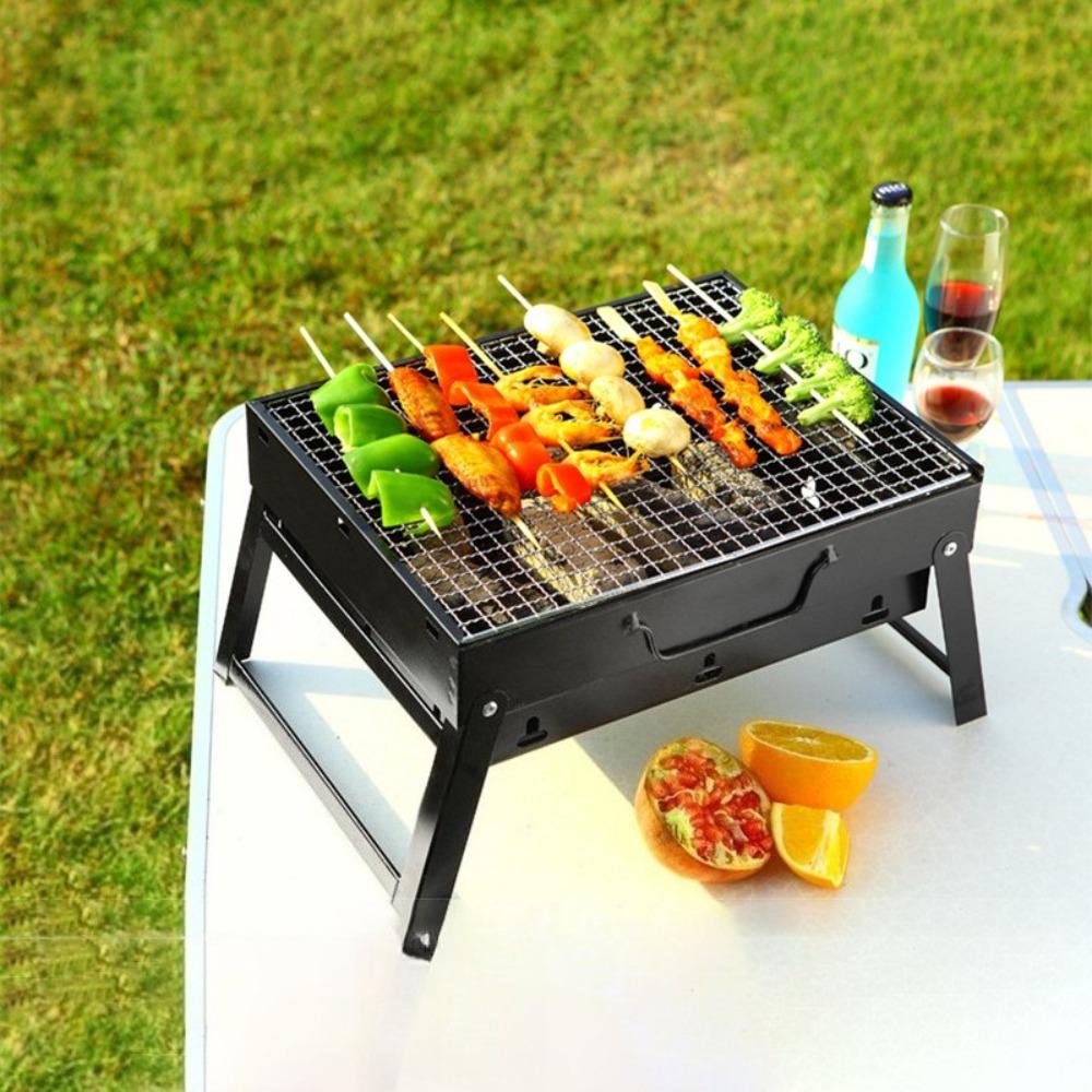 Faltbarer Grill Holzkohle-BBQ-Grill Tragbare Grillwerkzeuge für Outdoor-Grillen Kochen Camping Wandern Rucksackreisen Party