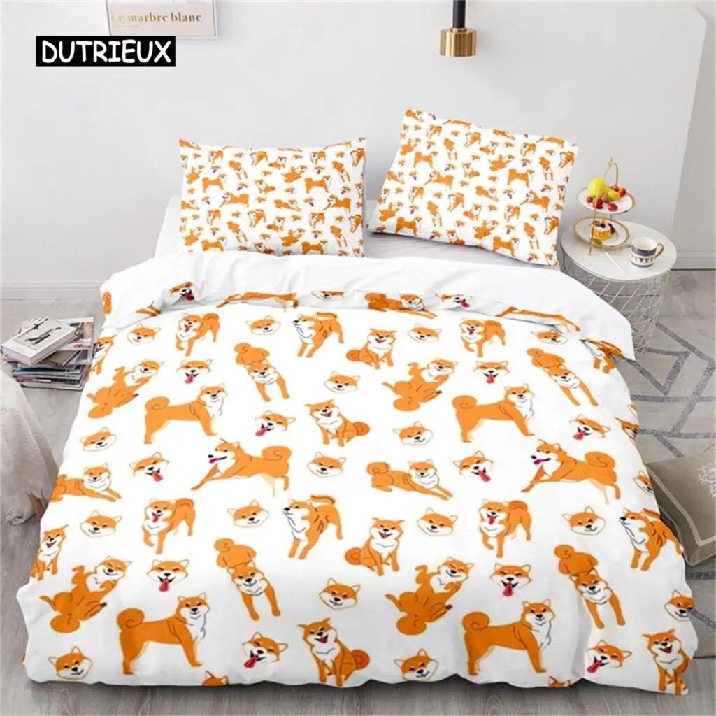 Duvet Cover Cute Cartoon Animal King for Kids Girls Boy Teen Gift Cute Dinosaur Dog Comforter Cover Microfiber Bedding Bedroom three piece set
