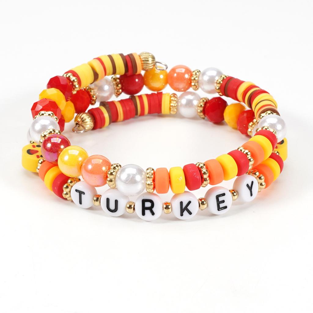 JYL TS Bracelet Bohemian Set Patrick's Day  Letter Beads Attracts Luck