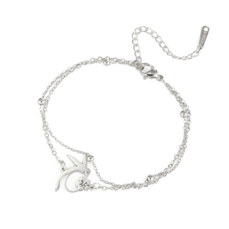 

Fashionable Hummingbird Flower Pendant Bracelet Adjustable Length Wristchain Trendy Female Wristband Jewelry for Women