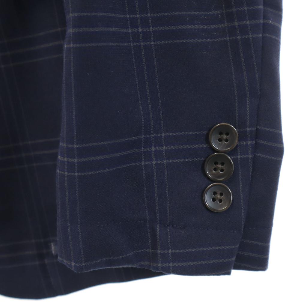 417EDIFICE Check Pattern Suit Setup S Navy Thin Men's Used