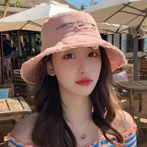 Spring and Summer New Sunscreen Sun Hat Women's Outdoor Versatile Sunshade Bucket Hat Korean Version Embroidered Letter Hat