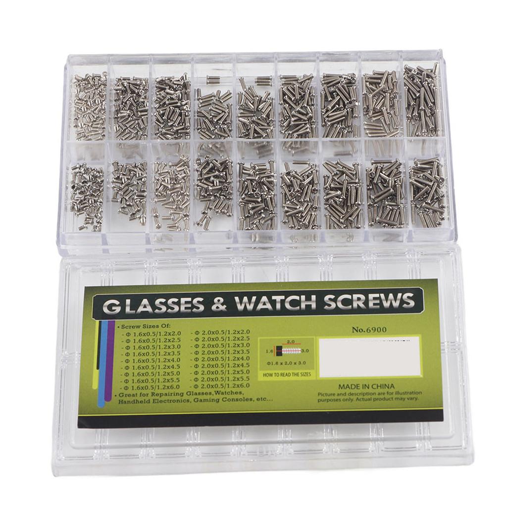 1800pcs/box Stainless Steel Glasses Sunglasses Spectacles Watch Mini Screws Repair Kit