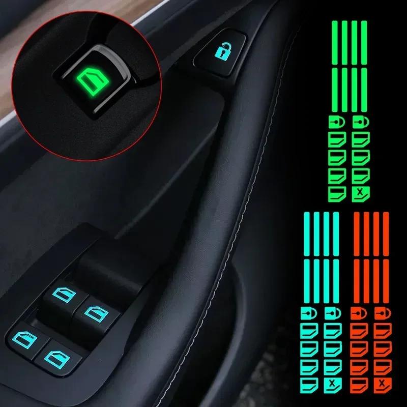 Car Door Window Luminous Button Sticker Car Accessories For Subaru Forester XV Mitsubishi Asx Outlander Honda Civic Mazda 2