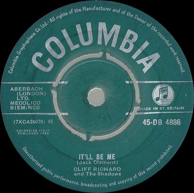 7inch Record CLIFF RICHARD & THE SHADOWS - It'll Be Me 45DB4886 Columbia 1962 UK Rock Used