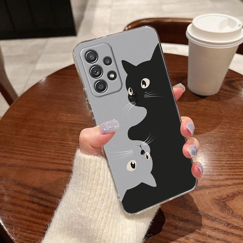 

Cute Black Cat Line For Samsung Galaxy A56 A55 A36 A54 A52 A53 A15 A14 A16 A21S A25 A34 A35 A26 A06 A32 A72 A71 Phone Case Cover Samsung A32 4G