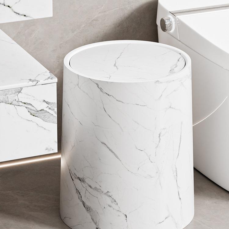 High-Capacity Marble Pattern Flip-Top Trash Can for Kitchen, Living Room, or Bathroom - 2024 Edition