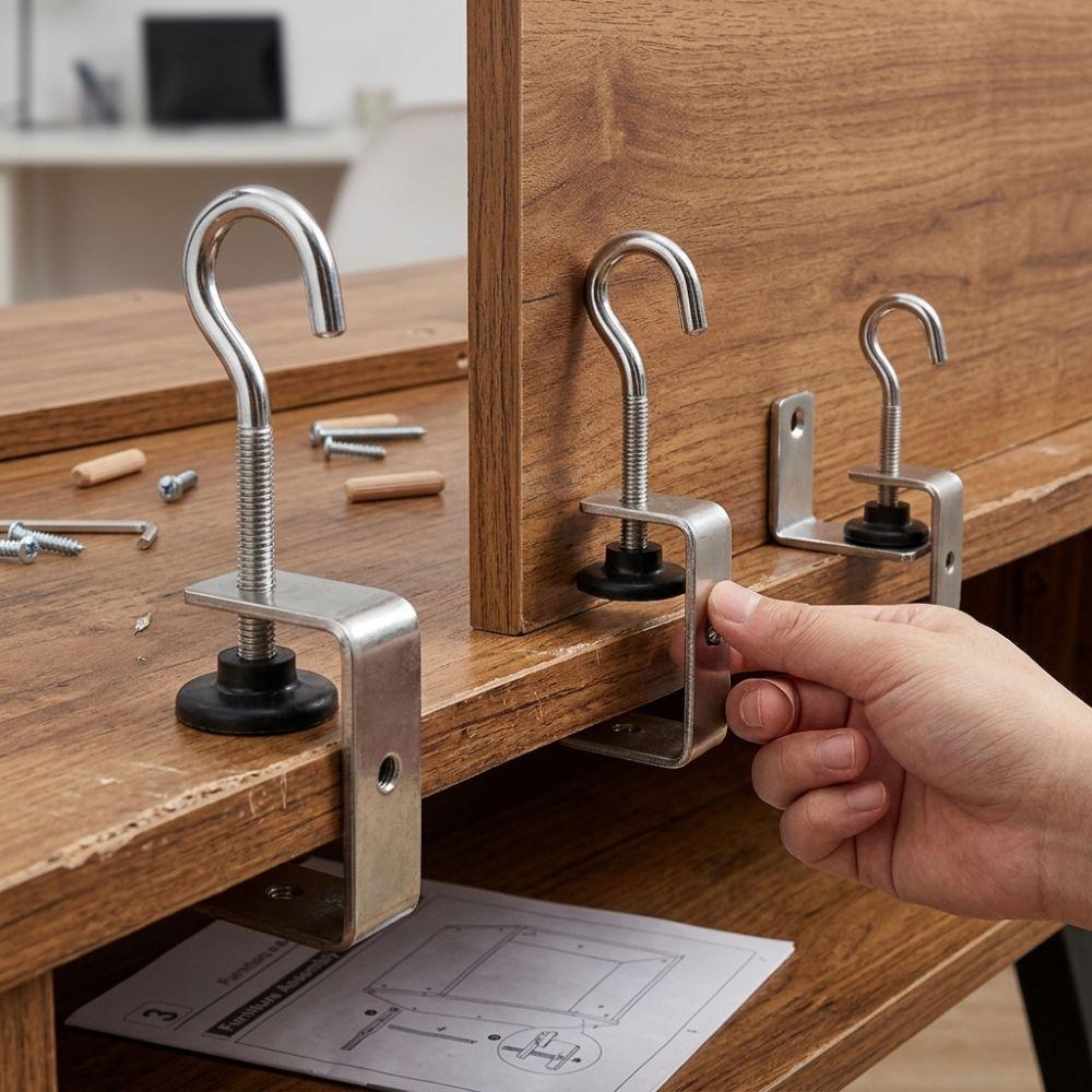 304 Stainless Steel Square Clamp Hook Type Fixed Holder Clip C-clamp Hardware Fasteners