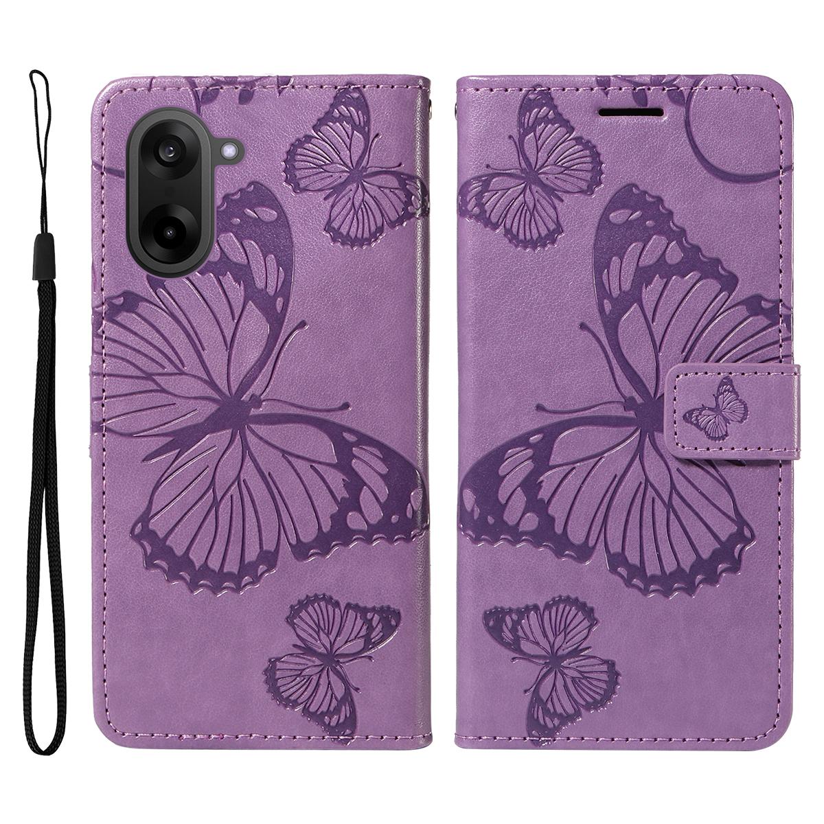For OnePlus Nord CE5 5G/OnePlus Ace 5 Racing 5G Wallet Case Floral Butterfly Imprint Leather Phone Cover Stand - Green F