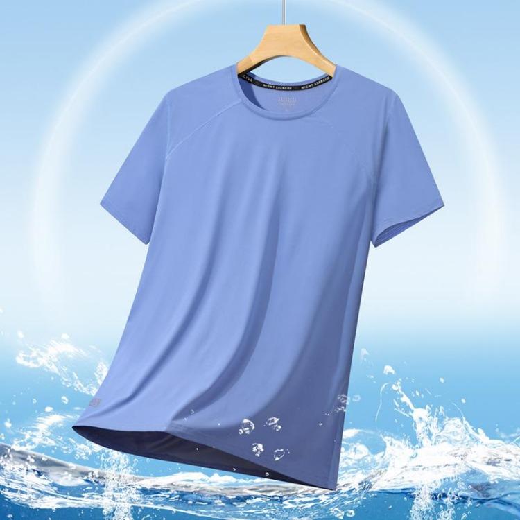 

Men s Plus Size T-shirt Round Neck Summer Sports Short Sleeve Quick Drying Thin Clothes 9XL