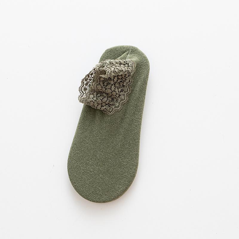 

Бархатные напольные носки с кружевом, женские силиконовые нескользящие средней длины, осенне-зимние, супермягкие и толстые, из немецкого бархата, теплые свободные носки