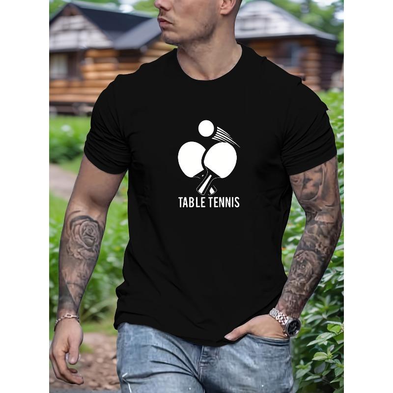 Men'S TENNIS Pattern Summer Casual Round Neck Short T-Shirt