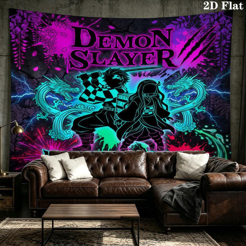 Arazzo da Parete Demon Slayer Appeso Estetico alla Parete Coperta in Tessuto Stampato Arazzi Decorativi per Camera da Letto Soggiorno Decorazione per la Casa