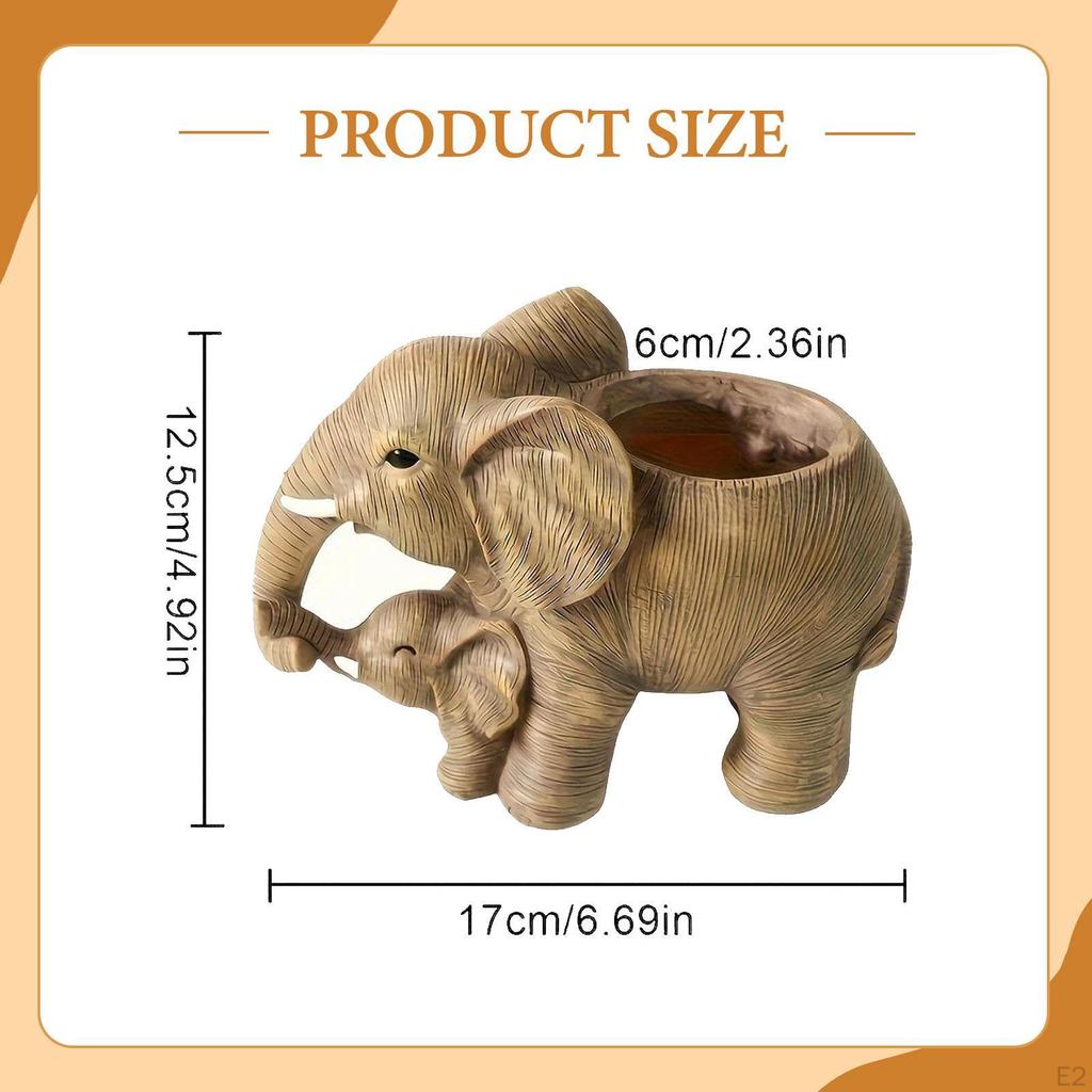 Elephant Statue Planter Plant Container Housewarming Table Centerpiece Display Miniature Vase Animal