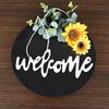 30cm Wooden Welcome Sign Sunflower Wall Art Personalized Door Wreath  Home Decor