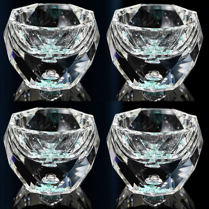 

4 шт. 50 мл хрустальные граненые стаканы для ликера набор стаканы для водки виски спиртных напитков бирюзовый / золотой бокал для вина соджу бренди барная утварь