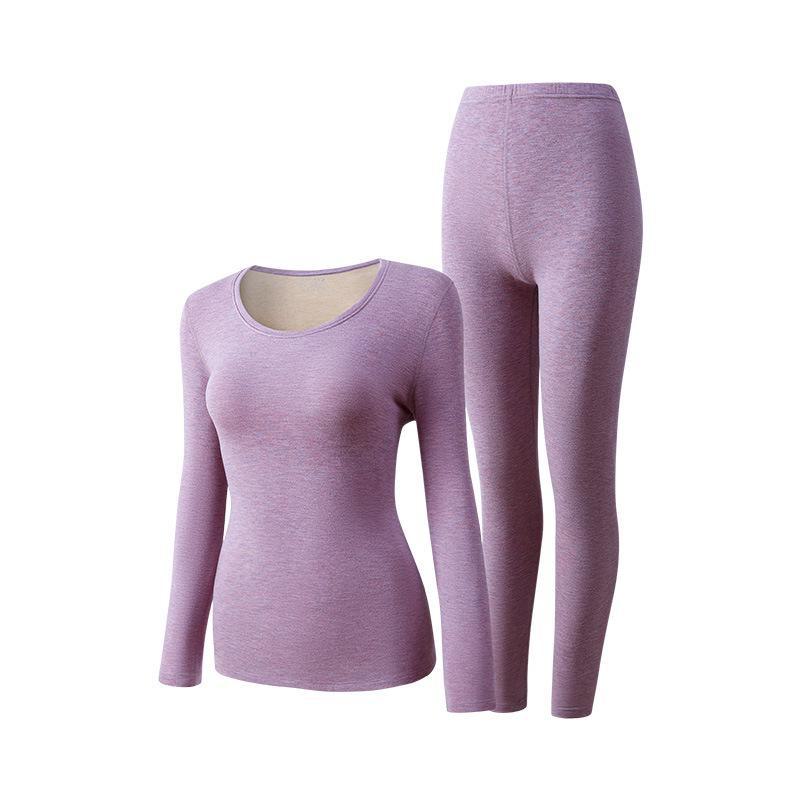 

Комплект термобелья из кашемира в фирменном стиле для пар: Женский осенне-зимний теплый базовый слой из кроличьей шерсти, верх и низ Taro Purple [Ladies Gift Box]. XXXL