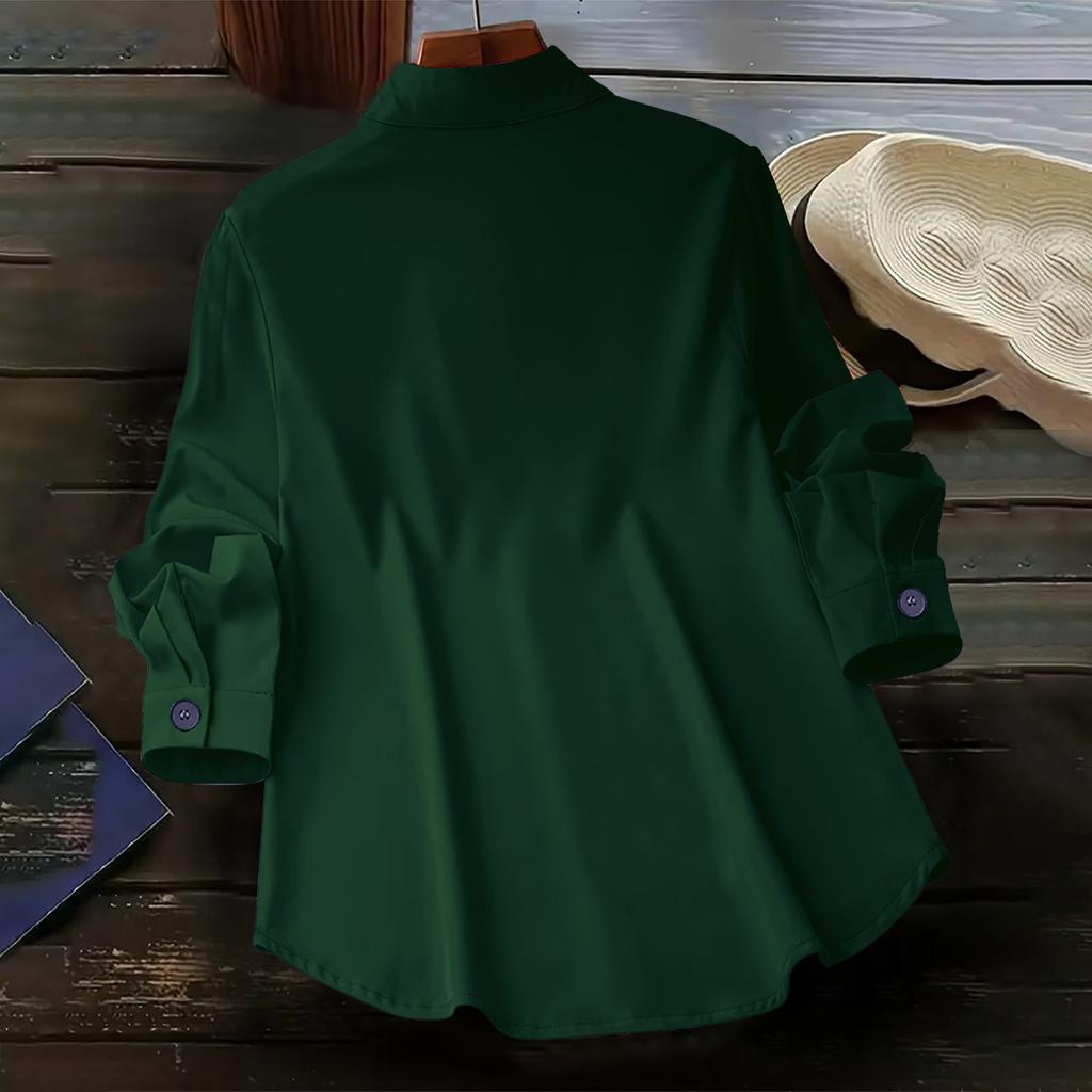 Women Autumn Long Sleeve Single Breasted Blouse and Shirts Candy Color Button Solid Shirts Tops