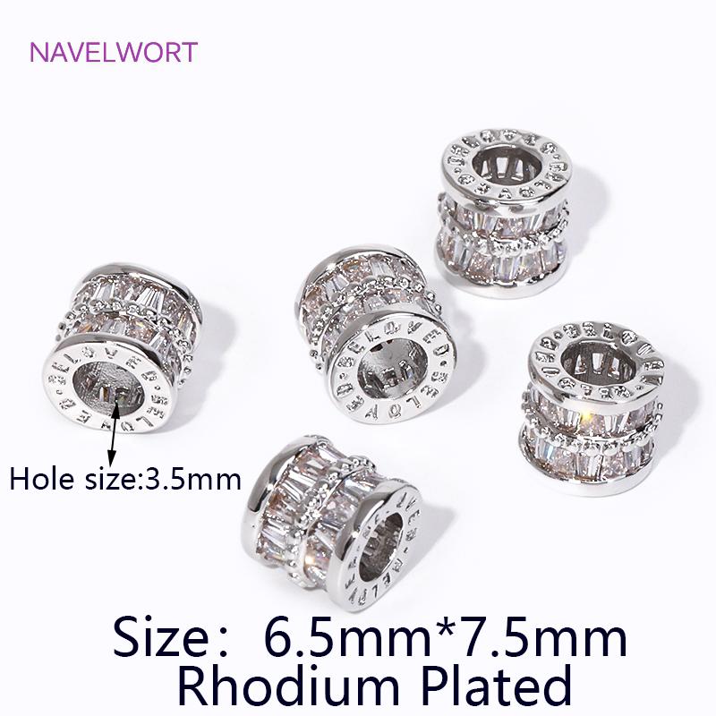 Luxury Zircon Crystal Beads 18K Gold Plated Brass Round Spacer Beads,Separators For Beads,DIY Beading Jewelry Making Fittings