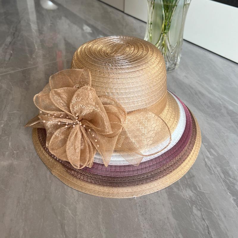 Hat Women'S Organza Sun Hat Middle-Aged And Elderly Sunscreen Folding Cool Hat Summer Travel Casual Versatile Beach