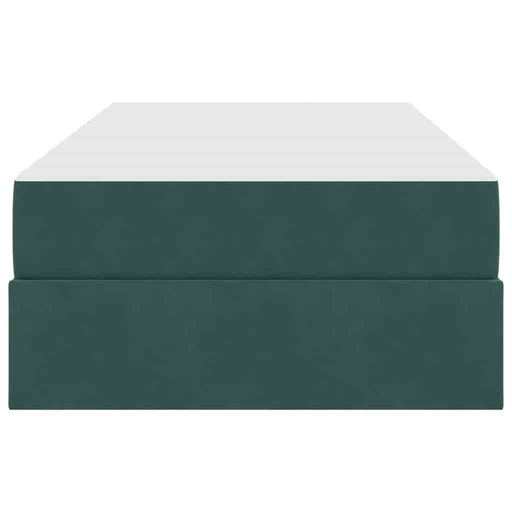 Storage Bed with Mattress Dark Green 90 X 200 Cm Velvet