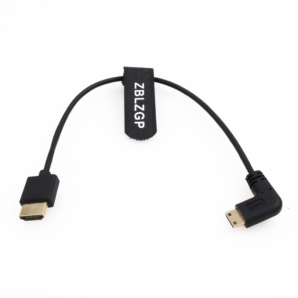 ZBLZGP 8K HDMI Type A HDMI Braided Coiled Compatible with Canon and Blackmagic Pocket Cinema Cameras Mini HDMI to Cable, 2.1 Right/Left Angled, Sony,