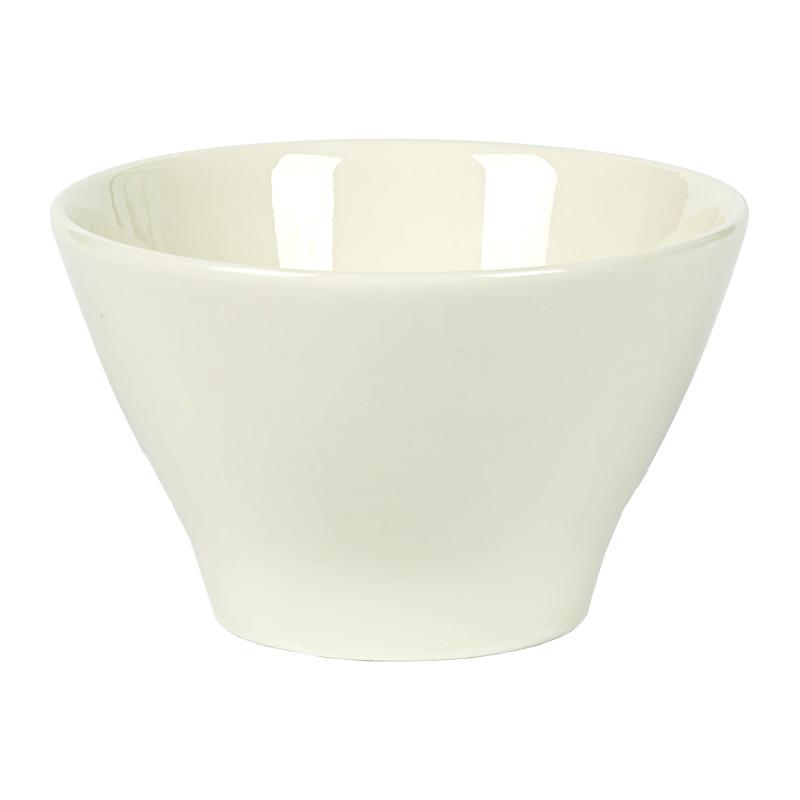 Cream Rice Bowl Ceramic Hat Bowl Salad Bowl Simple Tableware Tall Bowl Household Round Solid Color Bowl