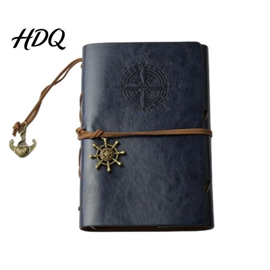 Sketchbook Notebook Faux Leather Binder 6 Ring Loose Leaf Vintage Personal Wear-resistant Journal Planner with Retro Steering Wheel Pendant