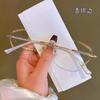 Fashion Diamond Trimmed Frameless Reading Glasses Women's Middle-aged and Elderly Anti-Blue Light Reading Glasses Polygonal Simple Glasses Frame