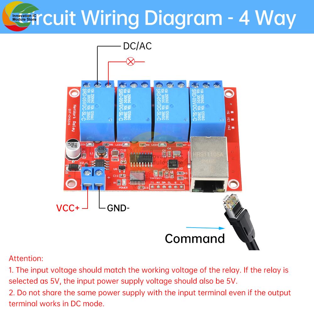 DC 5V/12V/24V 4/8 Way TCPIP Network Ethernet Relay Module Switch LAN Control Smart Device Remote Control