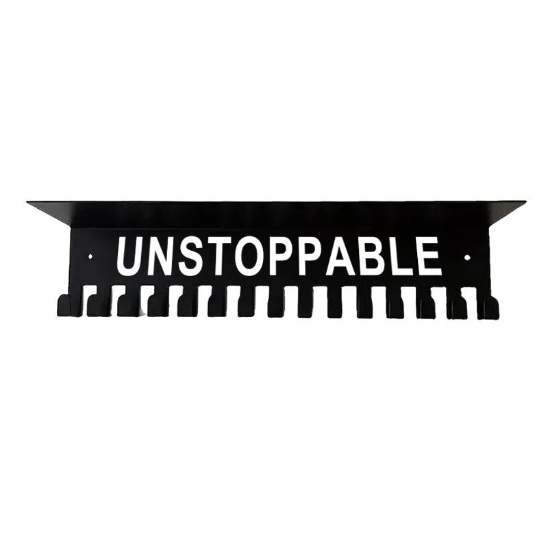 Medals & Trophy Display Stand Wall-Mounted Metal Key Hooks "Unstoppable" Design Inspirational Sports Wall Decor