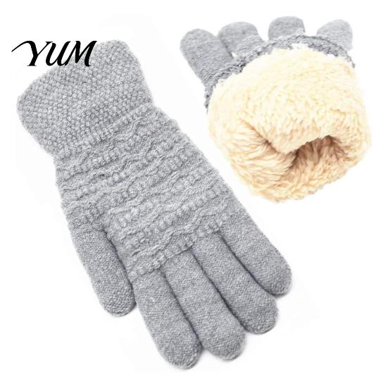 Warm Knitted Gloves for Cycling 1 Pair Winter Fleece Lined Women Men, Cold Double Layer Heat Storage Weather Thermal Gloves, Thickened Knit