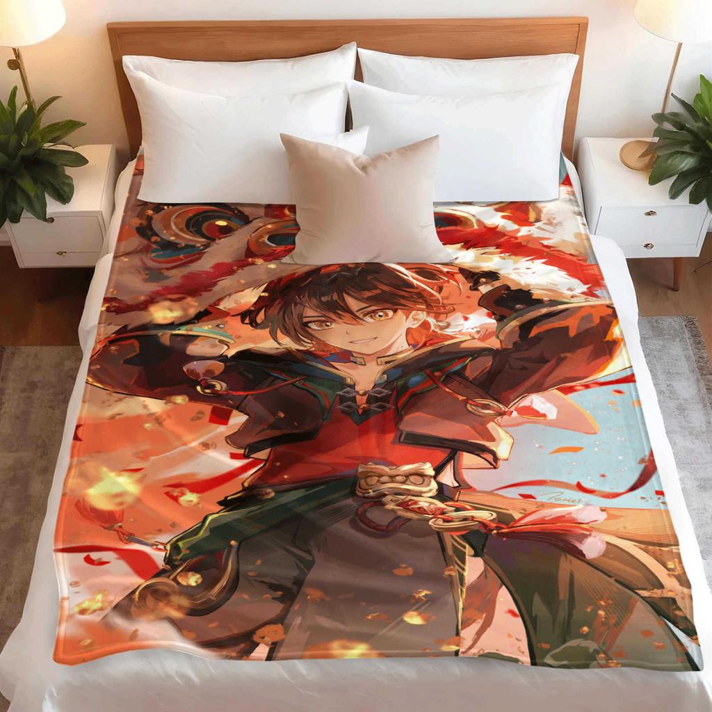 Game Genshin Impact Gaming Soft Flannel Blanket Cover Warmth Soft Anime Blanket Multifunctional Decor Home Universal Blankets