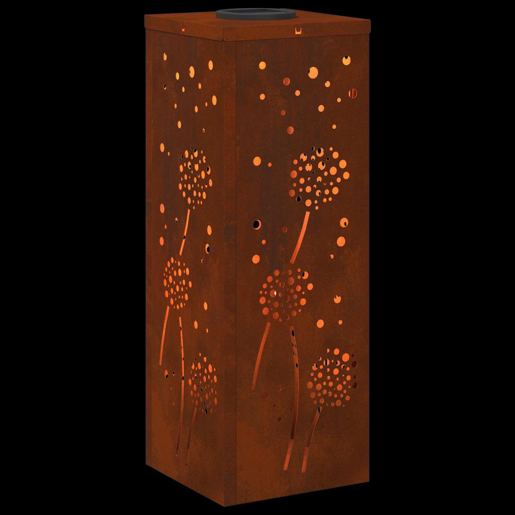 Solar LED Path Light 2 Pcs Rust Colored Weatherproof Steel